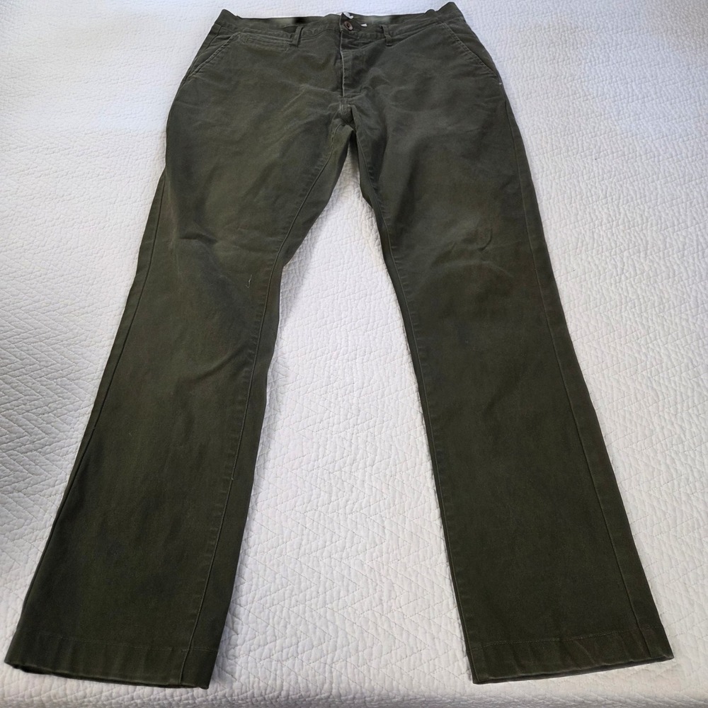 Taylor Stitch Mens Slim Chino Pants Olive Green Organic Cotton Stretch Size 34